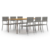 9 Piece Garden Dining Set Poly Rattan Black